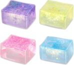 Glitter Squishy Cube Stress Balls for Kids/Adults- Sparkly Rectangles Stress Cube, Malt Sugar Stress Balls for Kids, Silent Fidget Toys for Stress(Random Colour) (Ice Cube Squeeze)