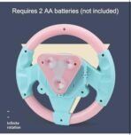 Kids Driving Steering Wheel Funny Interactive Driving Wheel with Music(Pink) - Image 4