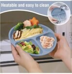 Silicone Baby Feeding Set, Complete 8-Piece Baby Led Weaning Set | Baby Feeding Product,Suction Plate, Bowl,Cup, 2 Spoon, 2 Fork and Bib for Baby (Sky Blue) - Image 7