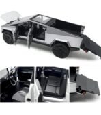 Tesla Cyber Truck 1:24 Model Car Exclusive Alloy Metal Pull Back Die-cast Car Diecast Metal Toy car with Openable Doors & Light Music Best Gifts Toys Kids -Silver - Image 2