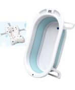 Baby Bath Tub with Digital Meter, with 1 Year Warranty, with Support Cushion, Drain Plug, Portable/Foldable Collapsible Infant Shower Basin, Soap Tray, Easy to Store - Blue