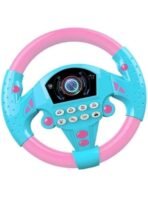 Kids Driving Steering Wheel Funny Interactive Driving Wheel with Music(Pink)