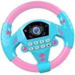 Kids Driving Steering Wheel Funny Interactive Driving Wheel with Music(Pink)