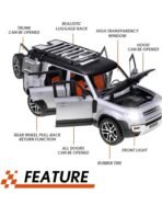 Big Size Land Rover Defender Model Car Exclusive Alloy Metal car Pull Back Die-cast Metal Toy car with Openable Doors & Light Music Best Gifts Toys Kid Silver - Image 2
