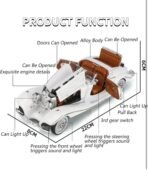 Die-Cast Zinc Alloy 1:24 Scale 1936 Merrc-Bennz Classic Large with 4 Openable Doors,Lights & Music & Working Steering【White】【Pack of 1】 (White) - Image 2