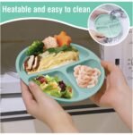 Silicone Baby Feeding Set, Complete 8-Piece Baby Led Weaning Set | Baby Feeding Product,Suction Plate, Bowl,Cup, 2 Spoon, 2 Fork and Bib for Baby (Mint Blue) - Image 7