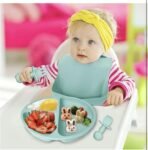 Silicone Baby Feeding Set, Complete 8-Piece Baby Led Weaning Set | Baby Feeding Product,Suction Plate, Bowl,Cup, 2 Spoon, 2 Fork and Bib for Baby (Mint Blue) - Image 9