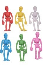 6pieces Skeleton Skull StrecherToys Vibrant Safe Skeleton Kids Stretchy for Kids/Adults Silent Fidget Toys(6 Pieces Random Colour)