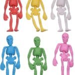 6pieces Skeleton Skull StrecherToys Vibrant Safe Skeleton Kids Stretchy for Kids/Adults Silent Fidget Toys(6 Pieces Random Colour)