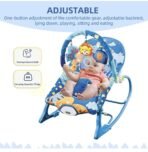 Baby Rocker Chair Comfortable & Soothing Bouncer for Newborns. Multi-Position Recline, Vibrations, Removable Toys. Portable Design-Indigo (Grey Colour) (Grey) - Image 3