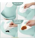 Silicone Baby Feeding Set, Complete 8-Piece Baby Led Weaning Set | Baby Feeding Product,Suction Plate, Bowl,Cup, 2 Spoon, 2 Fork and Bib for Baby (Mint Blue) - Image 3