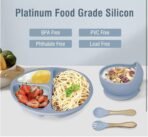 Silicone Baby Feeding Set, Complete 8-Piece Baby Led Weaning Set | Baby Feeding Product,Suction Plate, Bowl,Cup, 2 Spoon, 2 Fork and Bib for Baby (Sky Blue) - Image 5