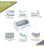 Baby Bath Tub with Digital Meter, with 1 Year Warranty, with Support Cushion, Drain Plug, Portable/Foldable Collapsible Infant Shower Basin, Soap Tray, Easy to Store - Blue - Image 2