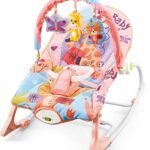 Baby Rocker Chair Comfortable & Soothing Bouncer for Newborns. Multi-Position Recline, Vibrations, Removable Toys. Portable Design-Indigo Blue Color (Pink)