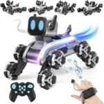 Robot Dog RC-Car, 8WD Remote-Control-Car with Cool Light, 2.4Ghz All Terrain RC Stunt-Car,Remote Control & Gesture Control Watch Included,Coolest Gifts for Boys Girls Age 8-12