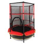 Heavy Quality 55" Trampoline for Kids with High Enclosure Net Outdoor Indoor Playground for Toddlers with Safety Pad & Elastic String,5 FT Recreational Trampolines (Red)