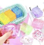 Glitter Squishy Cube Stress Balls for Kids/Adults- Sparkly Rectangles Stress Cube, Malt Sugar Stress Balls for Kids, Silent Fidget Toys for Stress - Image 5