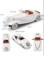 Die-Cast Zinc Alloy 1:24 Scale 1936 Merrc-Bennz Classic Large with 4 Openable Doors,Lights & Music & Working Steering【White】【Pack of 1】 (White) - Image 5