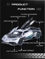 MER-CEDES Ben-Z 300SL Die-Cast Metal Car with Sport car Openable Doors Light and Sound,Pull Back Function Indoor Outdoor Toy for Kids (1.24 Scale AMG ONE-Green) - Image 5