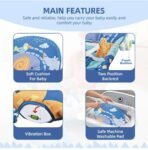 Baby Rocker Chair Comfortable & Soothing Bouncer for Newborns. Multi-Position Recline, Vibrations, Removable Toys. Portable Design-Indigo (Grey Colour) (Grey) - Image 2