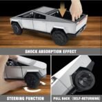 Tesla Cyber Truck 1:24 Model Car Exclusive Alloy Metal Pull Back Die-cast Car Diecast Metal Toy car with Openable Doors & Light Music Best Gifts Toys Kids -Silver - Image 3