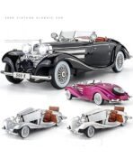 Die-Cast Zinc Alloy 1:24 Scale 1936 Merrc-Bennz Classic Large with 4 Openable Doors,Lights & Music & Working Steering【White】【Pack of 1】 (White) - Image 7