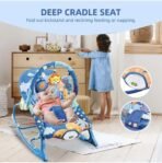 Baby Rocker Chair Comfortable & Soothing Bouncer for Newborns. Multi-Position Recline, Vibrations, Removable Toys. Portable Design-Indigo (Grey Colour) (Grey) - Image 5
