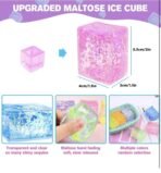 Glitter Squishy Cube Stress Balls for Kids/Adults- Sparkly Rectangles Stress Cube, Malt Sugar Stress Balls for Kids, Silent Fidget Toys for Stress(Random Colour) (Ice Cube Squeeze) - Image 7