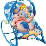 Baby Rocker Chair Comfortable & Soothing Bouncer for Newborns. Multi-Position Recline, Vibrations, Removable Toys. Portable Design-Indigo (Grey Colour) (Grey)