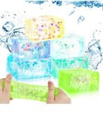 Glitter Squishy Cube Stress Balls for Kids/Adults- Sparkly Rectangles Stress Cube, Malt Sugar Stress Balls for Kids, Silent Fidget Toys for Stress