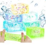 Glitter Squishy Cube Stress Balls for Kids/Adults- Sparkly Rectangles Stress Cube, Malt Sugar Stress Balls for Kids, Silent Fidget Toys for Stress