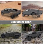 Die Cast Tesla Cybertruck Model: 1/24 Diecast Metal Toy Trucks with Lights and Sounds, Mini Vehicles Toys for Boys, Ages 3 and Up (Diamond Black) (Black) - Image 3