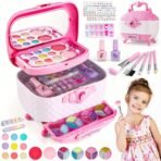 Washable Kids Make Up, Play Makeup Toys with Portable Carrying Case, Safe & Non-Toxic Girl Makeup Set for Age 3-12 Year Old/Birthday Gift