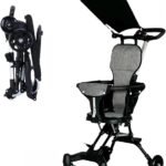 Premium 3-in-1 Baby Stroller for 7 Months to 3 Years, Lightweight, Foldable, Chair, Safety Harness, Cushioned Seat, Ideal Toddler Trolley, Easy Travel, Carry on Plane Foldable Stroller (Black)