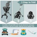 Premium 3-in-1 Baby Stroller for 7 Months to 3 Years, Lightweight, Foldable, Chair, Safety Harness, Cushioned Seat, Ideal Toddler Trolley, Easy Travel, Carry on Plane Foldable Stroller (Black) - Image 5