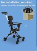 Premium 3-in-1 Baby Stroller for 7 Months to 3 Years, Lightweight, Foldable, Chair, Safety Harness, Cushioned Seat, Ideal Toddler Trolley, Easy Travel, Carry on Plane Foldable Stroller (Black) - Image 9