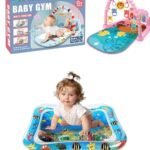 Premium 2in1 Combo Baby Play Mat Gym & Fitness Rack with Hanging Rattles Lights & Musical Keyboard Mat Piano with Water Play Mat Activity Centre (Pack of 2) Multicolor