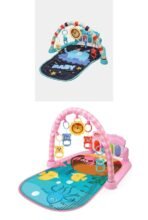 Premium 2in1 Combo Baby Play Mat Gym & Fitness Rack with Hanging Rattles Lights & Musical Keyboard Mat Piano with Water Play Mat Activity Centre (Pack of 2) Multicolor - Image 2