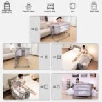 Premium Mastela Automatic Newborn Baby Bassinet with Adjustable Heights, Mosquito Net, Swing Lock & Storage Pockets – Grey - Image 3