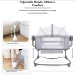 Premium Mastela Automatic Newborn Baby Bassinet with Adjustable Heights, Mosquito Net, Swing Lock & Storage Pockets – Grey - Image 4