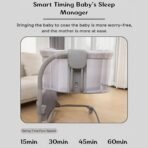 Premium Mastela Automatic Newborn Baby Bassinet with Adjustable Heights, Mosquito Net, Swing Lock & Storage Pockets – Grey - Image 5