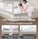 Premium Vertical Lift Baby Bed Rail Guard – Extra Tall Safety Bed Guard for Toddlers & Infants – Breathable Mesh with Cute Animal Prints – Adjustable Anti-Fall Bed Rail for Queen, King, & Twin Size Beds (Grey/Elephant & Giraffe) - Image 3