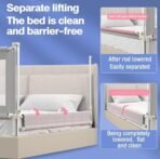 Premium Vertical Lift Baby Bed Rail Guard – Extra Tall Safety Bed Guard for Toddlers & Infants – Breathable Mesh with Cute Animal Prints – Adjustable Anti-Fall Bed Rail for Queen, King, & Twin Size Beds (Grey/Elephant & Giraffe) - Image 5