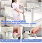 Premium Vertical Lift Baby Bed Rail Guard – Extra Tall Safety Bed Guard for Toddlers & Infants – Breathable Mesh with Cute Animal Prints – Adjustable Anti-Fall Bed Rail for Queen, King, & Twin Size Beds (Grey/Elephant & Giraffe) - Image 7