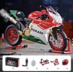 Premium Diecast Dukadi Bike Motorcycle Toy 1:9 Scale Model with Sound Effects, LED Lights, Ignition System and Smoke Spray, Model Vehicle Toy Street Machine Alloy Simulation Super Bike - Image 4