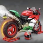 Premium Diecast Dukadi Bike Motorcycle Toy 1:9 Scale Model with Sound Effects, LED Lights, Ignition System and Smoke Spray, Model Vehicle Toy Street Machine Alloy Simulation Super Bike - Image 9