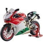 Premium Diecast Dukadi Bike Motorcycle Toy 1:9 Scale Model with Sound Effects, LED Lights, Ignition System and Smoke Spray, Model Vehicle Toy Street Machine Alloy Simulation Super Bike