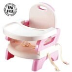 Premium Mastela Folding Booster Seat for 6 to 48 Months Boys & Girls with 2-Level Height Adjustment, Non-Skid Foot, Dishwasher Safe Tray & Compact Foldable Design (Pink) - Image 2
