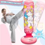 Premium Standing Bounce Back Unicorn Boxing Toy for Boys & Girls, Indoor Outdoor Sports Fun Toy | Inflatable Punching Bag for Kids –Pink (Pink) - Image 2