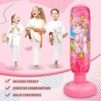 Premium Standing Bounce Back Unicorn Boxing Toy for Boys & Girls, Indoor Outdoor Sports Fun Toy | Inflatable Punching Bag for Kids –Pink (Pink) - Image 4